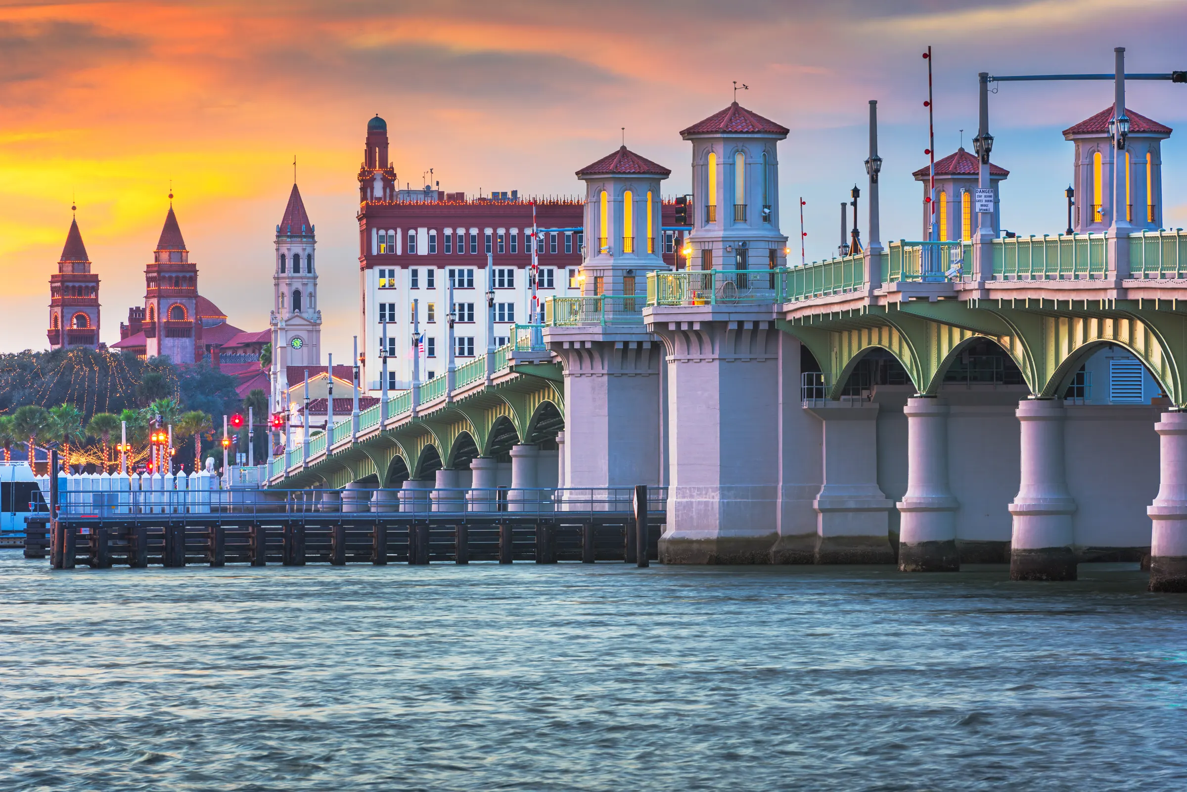 The Bridge of Lions crossing the Matanzas River into historic downtown St. Augustine
