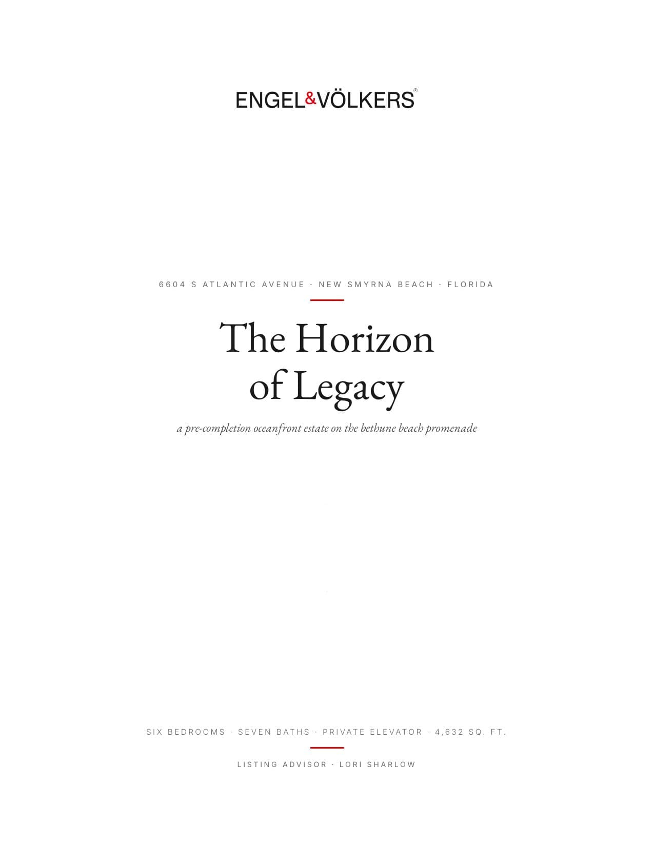Cover of "The Horizon of Legacy," the 19-page property book for 6604 S Atlantic Avenue