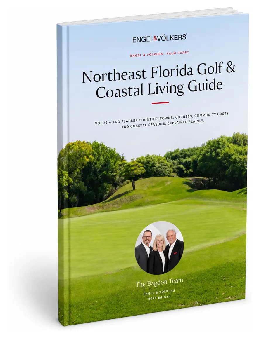 Cover of the Northeast Florida Golf & Coastal Living Guide by the Bagdon Team, Engel & Völkers Palm Coast.