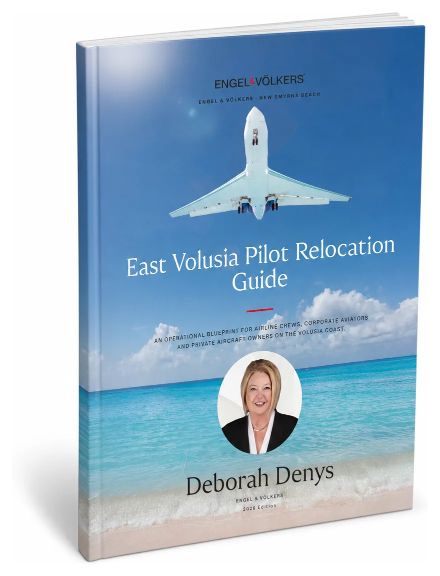 Cover of the East Volusia Pilot Relocation Guide by Deborah Denys, Engel & Völkers New Smyrna Beach.